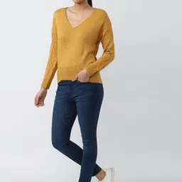 Van Heusen Yellow Self Design Sweater image 4