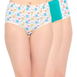 Clovia Blue & White Regular Fit Printed Panties - Pack Of 3-picture-24