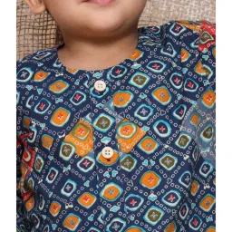 AJ Dezines Kids Navy & White Printed Full Sleeves Kurta with Dhoti image 5