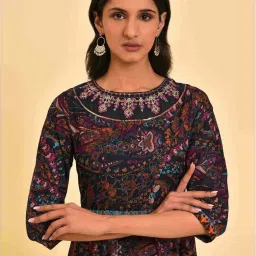 W Blue Printed Maxi Dress image 5