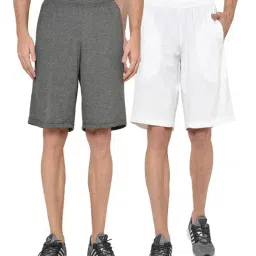 Vimal Jonney Dark Grey & White Regular Fit Shorts - Pack of 2-picture-17