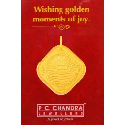 P.C. Chandra Jewellers 22k (916) 5gm Yellow Gold Sunrise Coin Pendant-image-63