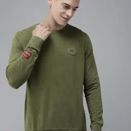 The Bear House Ardor Edition Olive Green Cotton Slim Fit Sweatshirt-image-16