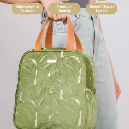 Nestasia High-Quality Insulated Velvet Green Lunch Bag With Adjustable Shoulder Strap & Handles image 5