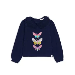 H by Hamleys Girls Navy Embroidered Full Sleeves Top-image-92