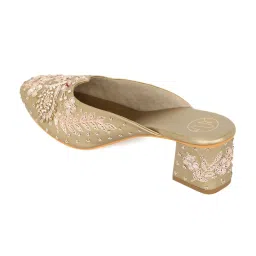 NR by Nidhi Rathi Women's Golden Mule Shoes image 5