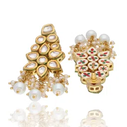 curio cottage Bridal Kundan and Pearls Floral Necklace Set image 5