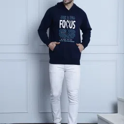 Vimal Jonney Navy & Olive Regular Fit Printed Hooded Sweatshirt - Pack of 2 image 5