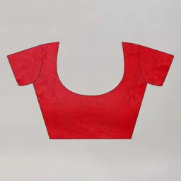 Satrani Red Embellished Saree With Unstitched Blouse image 5
