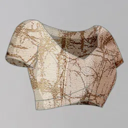 Satrani Blue & Yellow Printed Saree With Unstitched Blouse image 5