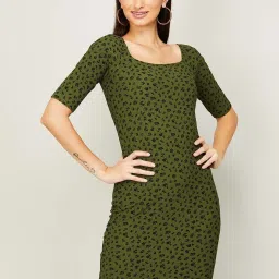 Code by Lifestyle Olive Green Printed Shift Dress image 1