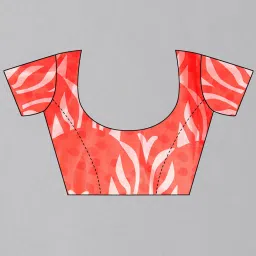 Satrani Cream Printed Saree With Unstitched Blouse image 5