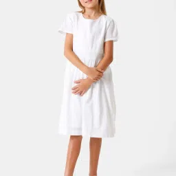 Kate & Oscar Kids White Cotton Regular Fit Dress image 5