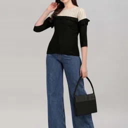 SELVIA Black & Beige Printed Top image 5