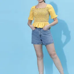 SELVIA Yellow Printed Top image 5