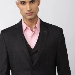 Van Heusen Black Slim Fit Checks Three Piece Suit image 5