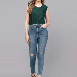 SELVIA Bottle Green Regular Fit Top image 5