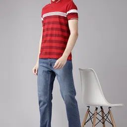 Van Heusen Striped Pure Cotton Polo Collar T-shirt image 5