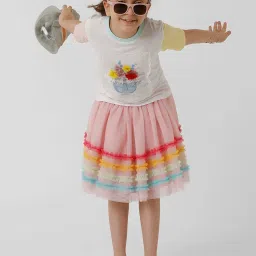 Kate & Oscar Kids Pink Color Block Skirt image 5