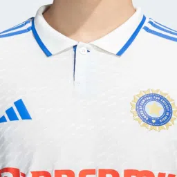 Adidas White Regular Fit Printed India Test Match Cricket Jerseys image 5