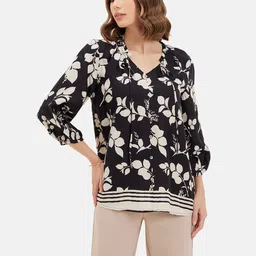 Kazo Floral Print Flared Sleeve Top image 4