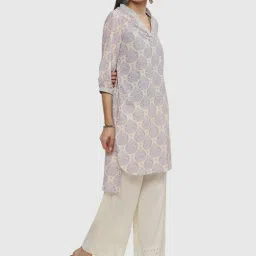 Biba Off-White Cotton Printed Straight Kurti image 5