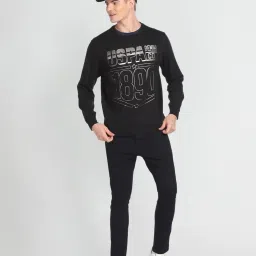 U.S. Polo Assn. Denim Co. Black Cotton Regular Fit Printed Sweatshirt image 5