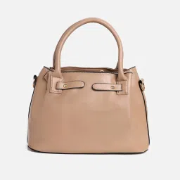 HauteSauce Beige Textured Medium Handheld Handbag with Pouch image 5