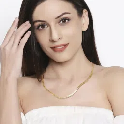 OOMPH Gold Tone Delicate Snake Chain Fashion Necklace for Women image 5