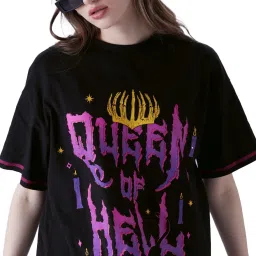 The Souled Store Black Cotton Graphic Print T-Shirt image 5