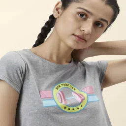 Ajile by Pantaloons Grey Cotton Graphic Print Sports T-Shirt image 5