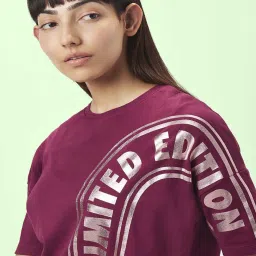 Ajile by Pantaloons Wine Cotton Printed Sports Top image 5