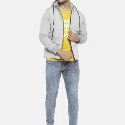 People by Pantaloons Grey Regular Fit Hooded Jacket image 5