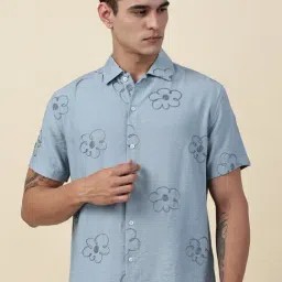 Thomas Scott Blue Regular Fit Self Pattern Shirt-picture-40