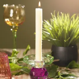 Pure Home and Living Purple & Green Cut Glass Crystal Candle Holder-picture-38