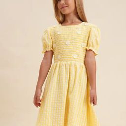 VERO MODA GIRL Pale Banana Cotton Applique Dress-picture-13