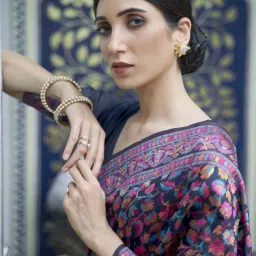 Saree Mall Navy Woven Saree With Unstitched Blouse image 2