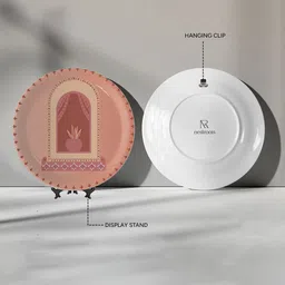 nestroots Beige & Red Printed Ceramic Wall Plate image 5