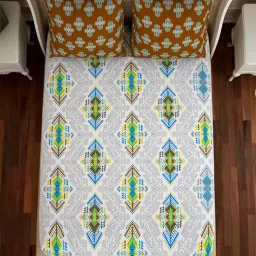 CORE Designed By Spaces Seasons Best Premium Brown Cotton 104 TC Bed Sheet Set image 4