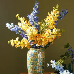 Pure Home and Living Blue & Green Geo Pattern Ceramic Vase (Small)-picture-26