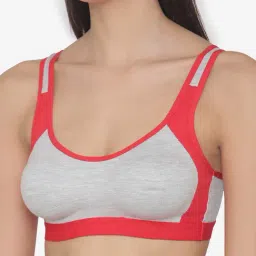N-Gal Red & Grey Non Wired Padded Sports Bra image 5