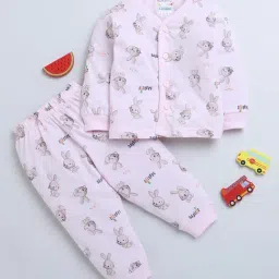 Bumzee Kids Pink Cotton Printed Full Sleeves Jabla Set-image-67