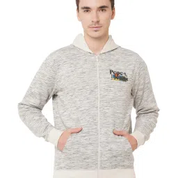Pepe Jeans Beige Regular Fit Self Pattern Hooded Sweatshirt image 1