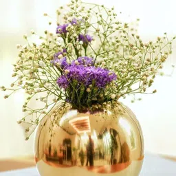 BEHOMA Set of 2 Glossy Gold Metal Ball Flower Vase image 3