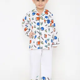 Little Clothings Boys Printed Pure Cotton Shapes & Shadows Night suit-picture-4