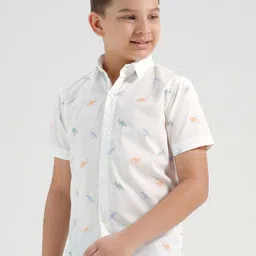 CHILINS Boys Comfort Relaxed Fit Conversational Printed Spread Collar Casual Shirt image 3