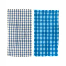 Myntra Elegant Homes Blue & White 3 Pieces Striped Cotton 210 GSM Bath Towel image 4