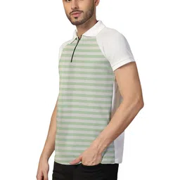 BEYOU FASHION Men Striped Polo Collar T-shirt image 4