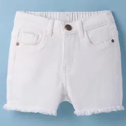 Pine Kids Woven Mid Thigh Washed Denim Shorts - White-picture-19