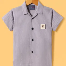 Dapper Dudes Half Sleeves Patch Detailed Shirt - Grey-picture-20